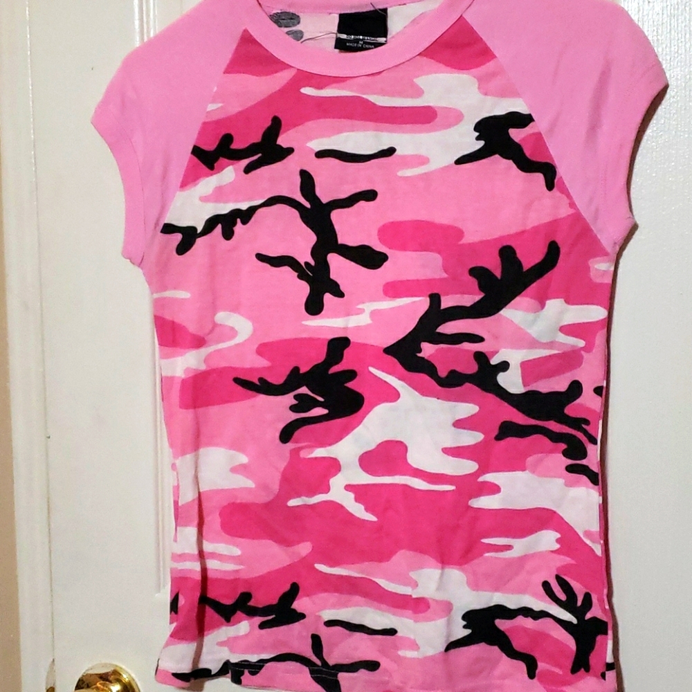 Pink and black Camo tee